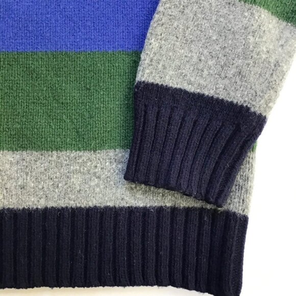Gap Lambswool Wide Stripe Sweater Mens M L Blue Green Crewneck Pullover Vtg Y2K - Picture 5 of 8